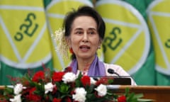 Aung San Suu Kyi at a rally in Myanmar in January 2020
