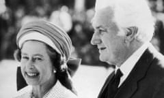 The Queen and then governor general Sir John Kerr at Perth Airport in April 1977.