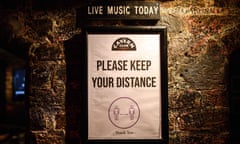 Physical distancing guidance at Liverpool’s Cavern Club, one of the recipient of the government’s cultural recovery fund. 