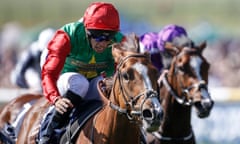 Sean Levey riding Billesdon Brook to victory in this year’s 1,000 Guineas.