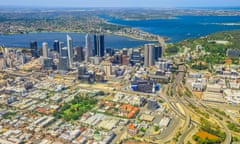 An aerial view of Perth, Australia