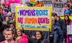 Demonstrators attend the women’s march from UN headquarters to Trump Tower in New York City