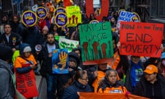 Rally For Raising The Minimum Wage, Location, Manhattan, NY, USA - 15 Nov 2022<br>Mandatory Credit: Photo by Derek French/REX/Shutterstock (13624806ao) RaiseUpNY Coalition, including the Laborers Internation Union 79 and 32BJ SEIU, hold a rally at City Hall Park to fight for a higher minimum wage. Rally For Raising The Minimum Wage, Location, Manhattan, NY, USA - 15 Nov 2022