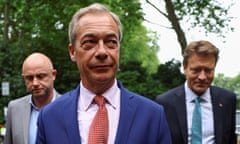 Reform’s Nigel Farage arrives at a campaign event.
