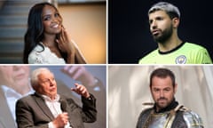 Clockwise from top left: Oti Mabuse, Sergio Agüero, Danny Dyer and Sir David Attenborough