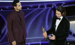 94th Academy Awards - Oscars Show - Hollywood<br>Aneil Karia and Riz Ahmed win the Oscar for Best Live Action Short Film for "The Long Goodbye" at the 94th Academy Awards in Hollywood, Los Angeles, California, U.S., March 27, 2022. REUTERS/Brian Snyder