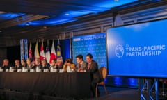 Twelve-nation trans-Pacific trade pact finalized<br>epa04964708 Trade ministers from the twelve Trans-Pacific Partnership (TPP) member countries participate in the closing press conference in Atlanta, Georgia, USA, 05 October 2015. Twelve Pacific Rim countries reached an agreement 05 October on a trade pact that will lift most duties on trade and investment. Negotiations on the Trans-Pacific Partnership TPP lasted six years. The TPP countries include the United States, Australia, New Zealand, Canada, Mexico, Peru, Chile, Japan, Vietnam, Malaysia, Singapore and Brunei. EPA/ERIK S. LESSER