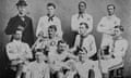 Moses Fleetwood Walker (middle row, left) and his brother Weldy (second from right, top row) during their time together on the Oberlin College baseball team.