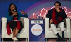 Kemi Badenoch, the secretary of state for Trade and Industry, with Piyush Goyal, India's Commerce and Industry minister