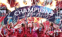 Bristol City players celebrate after winning the Barclays FA Women's Championship in April to gain promotion to the Women’s Super League.