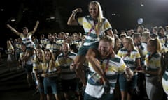 Australian athletes during the Commonwealth Games leaving ceremony.