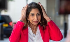 Suella Braverman outside the BBC after appearing on television.