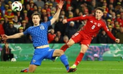 Harry Wilson in action against Finland in their playoff semi-final.