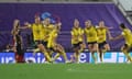 Sweden's Linda Sembrant celebrates scoring during injury time.