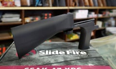 Congress Debates Sale Of Bump Stock Devices After Las Vegas Mass Shooting<br>SALT LAKE CITY, UT - OCTOBER 5: A bump stock device, made by Slide Fire, that fits on a semi-automatic rifle to increase the firing speed, making it similar to a fully automatic rifle, sits on it’s packaging at a gun store on October 5, 2017 in Salt Lake City, Utah. Congress is talking about banning this device after it was reported to of been used in the Las Vegas shootings on October 1, 2017. (Photo by George Frey/Getty Images)