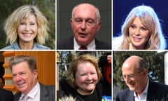 Olivia Newton-John, Warren Truss, Kylie Minogue, Peter Reith, Magda Szubanski, Chris Mitchell