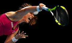 Johanna Konta serving during her Australian Open quarter-final against China’s Zhang Shuai. ‘She has matured with being on the tour, and she has become mentally an awful lot stronger,’ says former British No 1 Jeremy Bates.