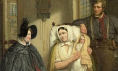 Painting: Visit to a New Mother (1835) by Moritz Calisch.