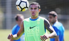 Melbourne City Training Session<br>MELBOURNE, AUSTRALIA - OCTOBER 16: Tim Cahill of the City heads the ball during a Melbourne City A-League training session on October 16, 2017 in Melbourne, Australia. (Photo by Michael Dodge/Getty Images)