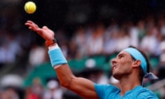 Rafael Nadal lost the first set against Diego Schwartzman but was ahead in the second when rain forced them off.