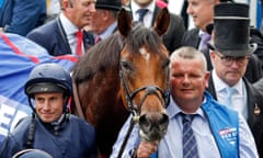 City Of Troy, with jockey Ryan Moore, after victory in the Derby.