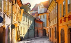 Street of Prague<br>Old narrow street of Prague at dawn