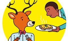 ‘Posh cheese on toast’ for the surprise vegetarian dinner guest... and what could be more surprising than a large woodland animal turning up at the door? For here it is: not only was there a deer at the door, it has now sat down at your table and demanded a cheese supper.