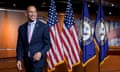 Hakeem Jeffries<br>House Minority Leader Hakeem Jeffries of N.Y., departs after speaking at a news conference on Capitol Hill in Washington, Friday, July 14, 2023. (AP Photo/Patrick Semansky)