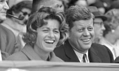 Jean Kennedy Smith with her brother, President John F Kennedy, at a baseball game at Griffith Stadium in Washington, 1961.