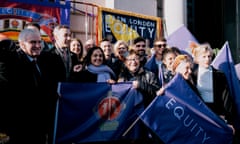 Equity members including Juliet Stevenson (right) with MPs John McDonnell and Nadia Whittome