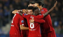 Liverpool’s Alex Oxlade-Chamberlain celebrates scoring their second goal.