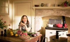 Angela Hartnett photographed at home for Observer Food Monthly Hair and makeup: Juliana Sergot using Bobbi Brown and TIGI Styling: Hope Lawrie Khaki blouse, £29.50 Marks &amp; Spencer