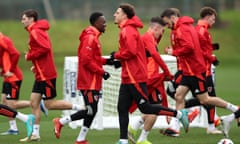 Wales train ahead of their playoff in Cardiff against Poland.