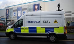 A police facial recognition van in front of the Cardiff City stadium