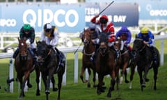 Sheikhzayedroad, red and white colours, pictured winning on British Champions day at Ascot last October.