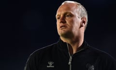 The then Wasps coach, Lee Blackett, watches his side's Premiership game against Bath in September