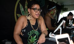 Thandi Dunn sells product at the Cannabis Karma booth during the National Cannabis Festival in Washington DC on 28 August 2021. Cannabis Karma is a black, female owned and operated business with the mission of normalizing the adult consumption of cannabis.