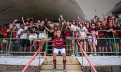 Cristiane, pictured in front of Flamengo fans