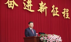 Chinese president Xi Jinping addresses a New Year gathering hosted by the Chinese People's Political Consultative Conference in Beijing.