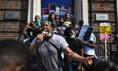 Protesters outside tottenham police station in north london