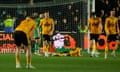 Newport County react after conceding a fourth goal.