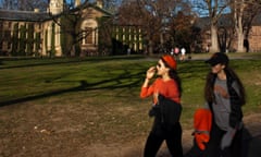 Students walk around the Princeton University campus in New Jersey