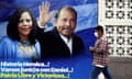 Nicaragua readies to hold presidential election<br>A man walks by a banner depicting Nicaragua's President Daniel Ortega and Vice President Rosario Murillo ahead of the country's presidential elections, in Managua, Nicaragua November 2, 2021. Picture taken November 2, 2021. REUTERS/Stringer NO RESALES. NO ARCHIVES