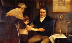 Edward Jenner inoculating a child in 1796.