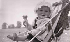 Baby with an ice-cream in the park. Summer 1976