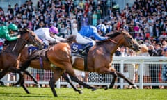 Eqtidaar, ridden by Jim Crowley, winning the Commonwealth Cup