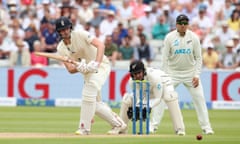 Dom Sibley during an opening session in which England made 72 without loss