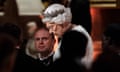 Queen Elizabeth II addresses silhouetted guests at the Commonwealth heads of government meeting