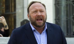 Alex Jones speaks to reporters in Washington