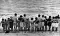 A group of Basque children, refugees from the Spanish civil war, are pictured on the sea front at a holiday camp at St Mary's Bay, Kent, in 1937. 